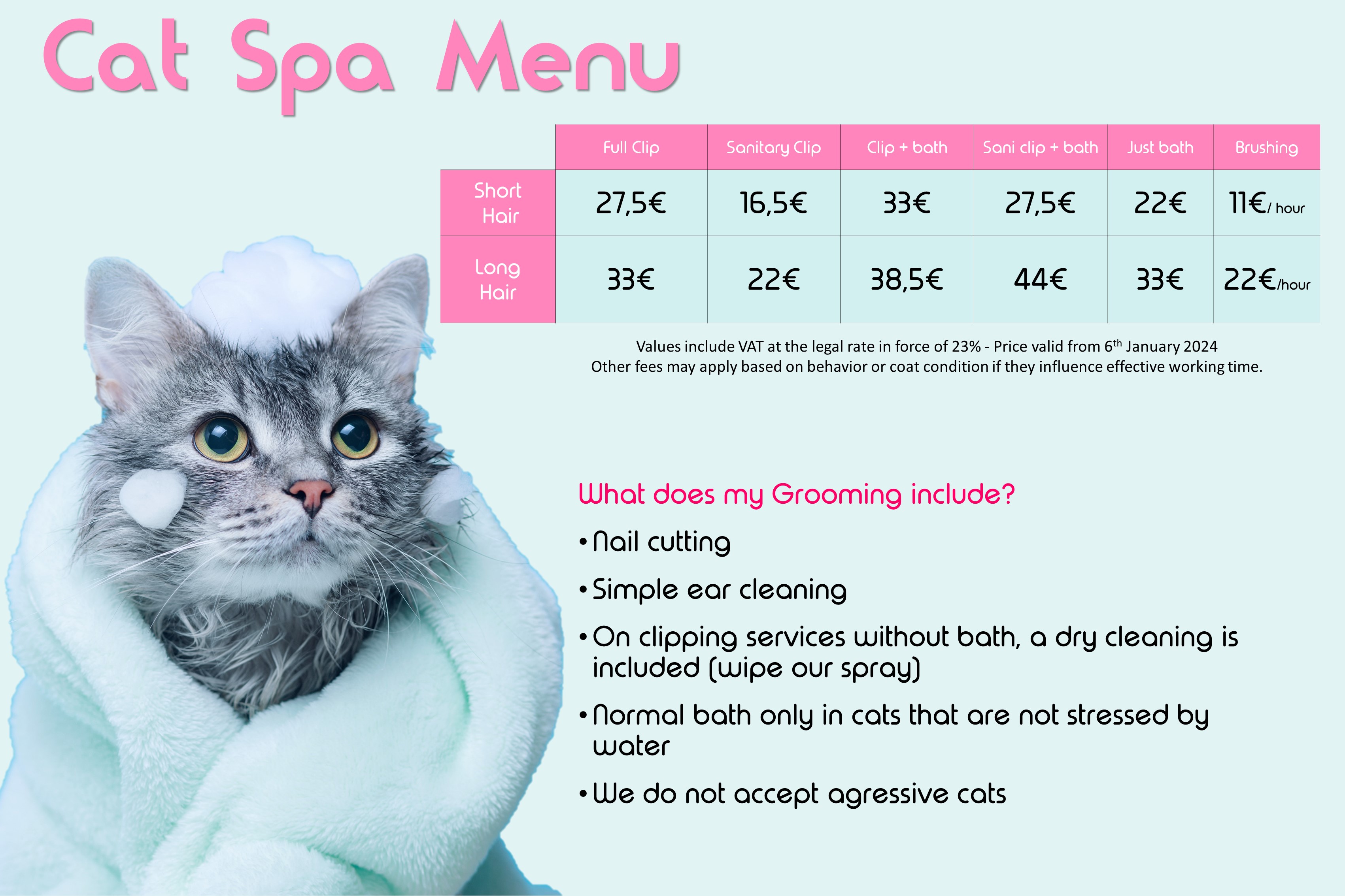 Cats Grooming Prices